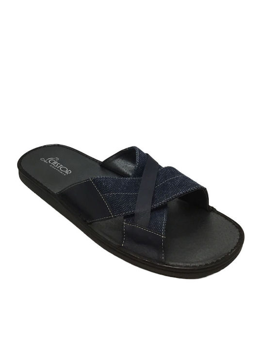 Leder Herrensandalen in Blau Farbe