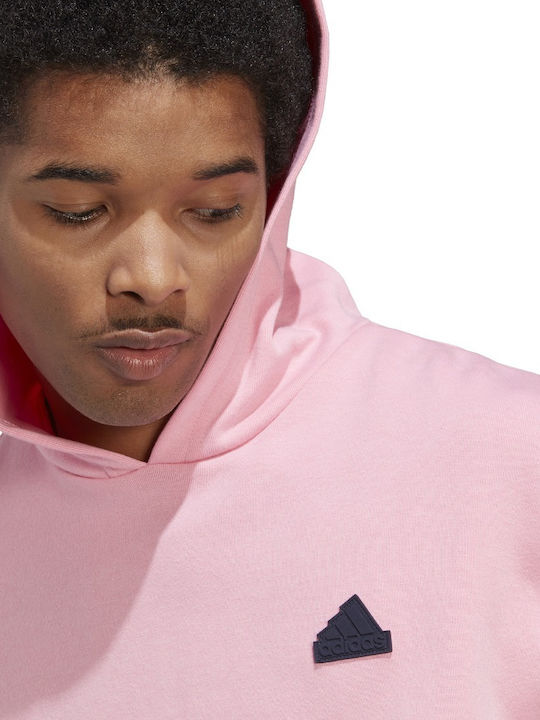 Sportswear Men's Sweatshirt with Hood & Pockets Pink