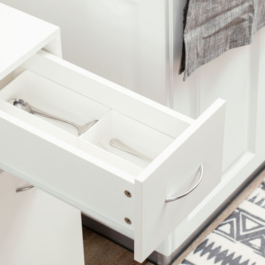 HomCom Тролей Кухненски Inox 3 Позиции Бял 50x25x85см