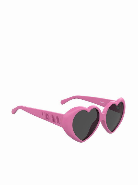 Moschino Women's Sunglasses with Pink Plastic Frame and Gray Lens MOS128 S56IR/35J