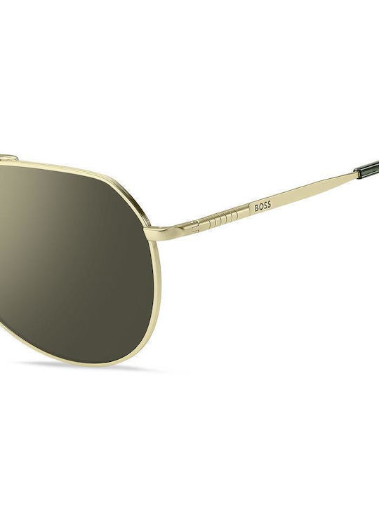 Boss Unisex Sunglasses with Gold Metal Frame and Green Mirror Lens BOSS 1447/S J5G/WM