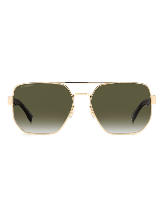 Dsquared2 Sonnenbrillen mit Gold Rahmen und Grün Verlaufsfarbe Linse 0083/S 06J/9K