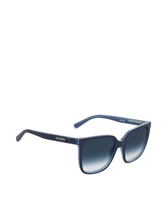 Moschino Women's Sunglasses with Blue Plastic Frame and Gray Gradient Lens MOL044/S PJP/GB