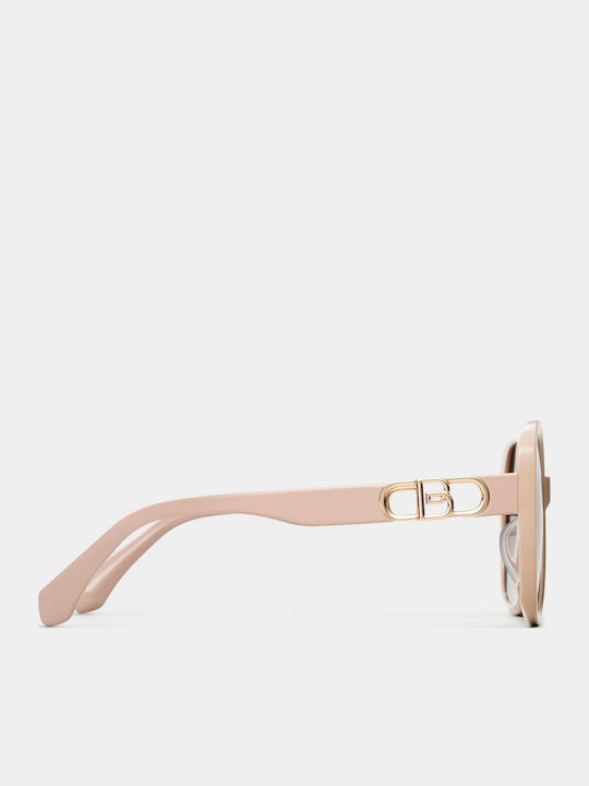 Bolon Damen Sonnenbrille mit Beige Kunststoff Gestell und Gray Linse BL3091A21