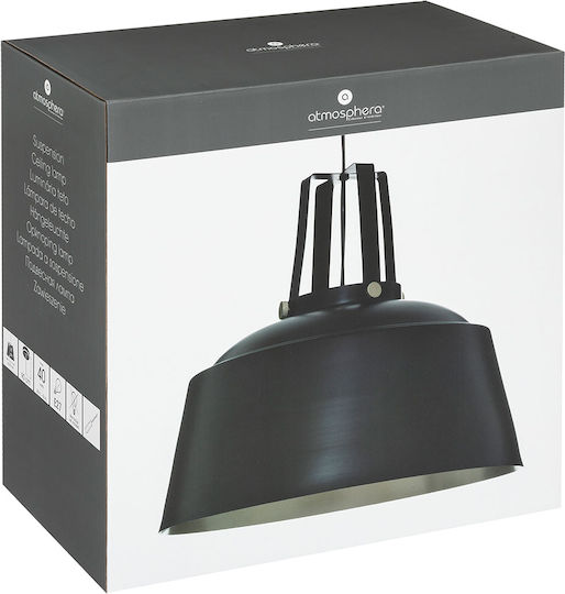 Atmosphera Soul Adjustable Ceiling Light Black Bell with E27 Socket 90cm