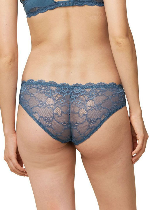 Triumph Tempting Hipster Damen Slip mit Spitze Blau