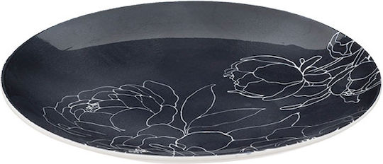 Thea Plate Shallow made of Porcelain Black with Diameter 26cm