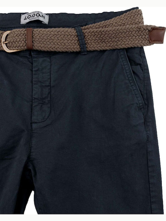 Elastic Navy Blue Chino Trousers
