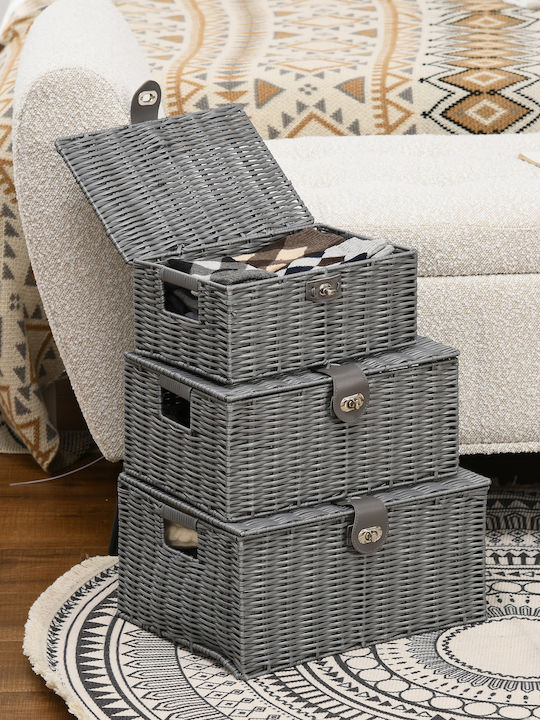 Wicker Decorative Baskets Set 3pcs HomCom