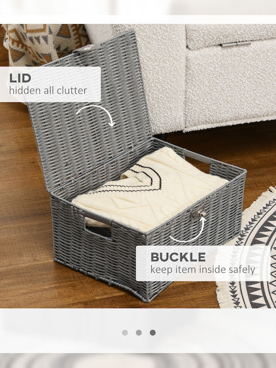 HomCom Set dekorative Körbe mit Deckel & Griffen Gray 3Stück