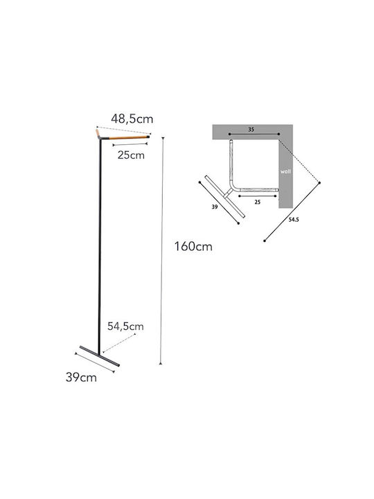 Yamazaki Tower Floor Garment Rack made of Metal Black 48.5x31.5x160cm