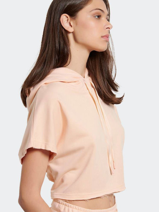 1231-905020 Women's Athletic Crop Top Short Sleeve Peach