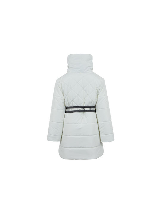 Wasserdicht Kinderjacke Lang mit Kapuze Weiß