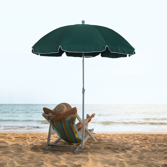 Outsunny Folding Beach Umbrella Diameter 2.2m Green