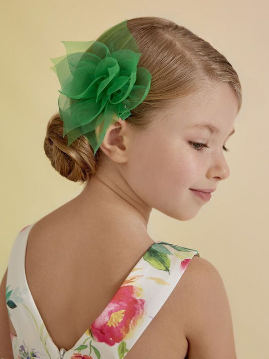 Abel & Lula Organza Kids Bobby Pin Flower in Turquoise Color 23-05435-084