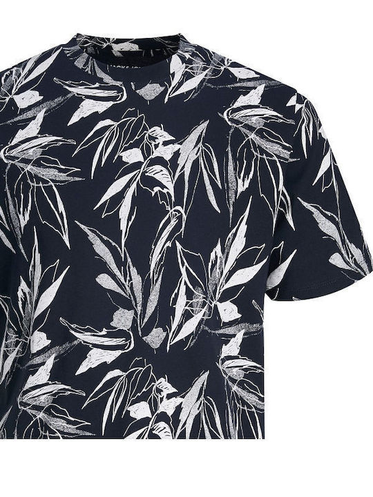 Jack & Jones Ανδρικό T-shirt Navy Μπλε Floral