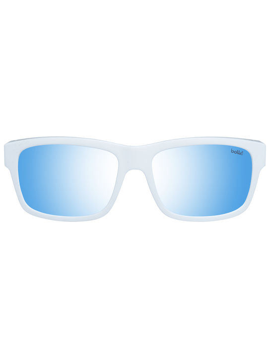 Bolle Jude Sunglasses with White Acetate Frame and Blue Mirrored Lenses 12183