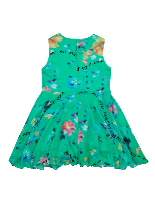 Desigual Mädchen Kleid Blumen Ärmellos Grün