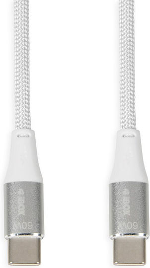 iBox Braided USB 2.0 Cable USB-C male - USB-C 60W White 1m (IKUTC1W)