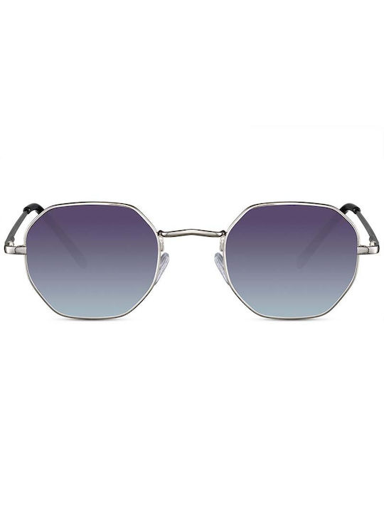 Solo-Solis Sonnenbrillen mit Silber Rahmen und Blau Verlaufsfarbe Linse NDL2946
