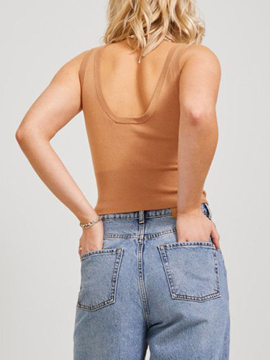 Jack & Jones pentru Femei de Vară Crop Top fără Mâneci Sandy Brown