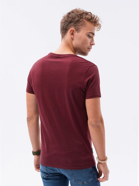 Double T-shirt Bărbătesc cu Mânecă Scurtă Burgundy