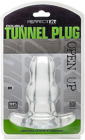 Perfect Fit Brand Double Tunnel Plug Medium Πρωκτική Σφήνα Medium Clear 9cm