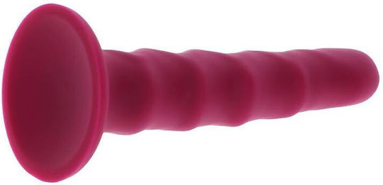 ToyJoy Get Real Ribbed Dildo με Βεντούζα Φούξια 15cm