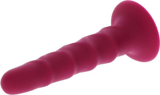 ToyJoy Get Real Ribbed Dildo με Βεντούζα Φούξια 15cm