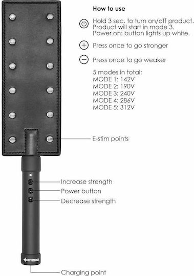 Rimba E-stim Paddle για Ηλεκτροδιέγερση σε Μαύρο Χρώμα
