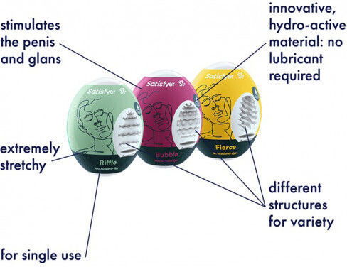 Satisfyer Riffle, Bubble & Fierce Masturbator Egg Masturbator 3er Set 3τμχ