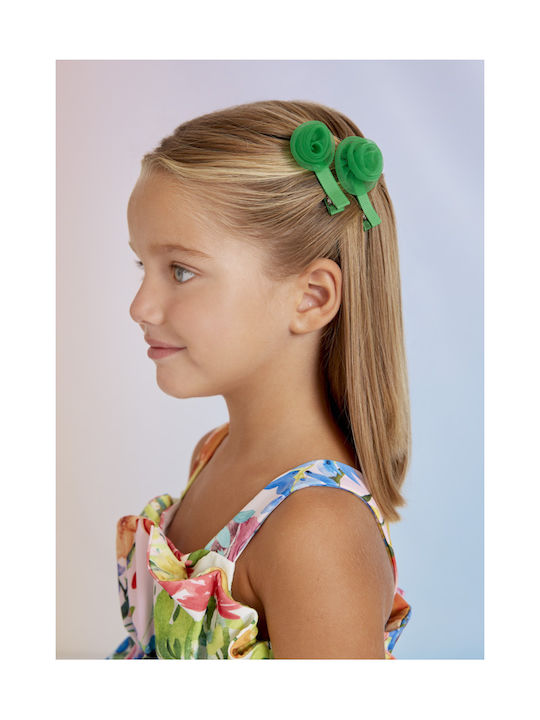 Abel & Lula Set of Kids Hair Clips with Bobby Pin Flower in Turquoise Color 2pcs 23-05431-050