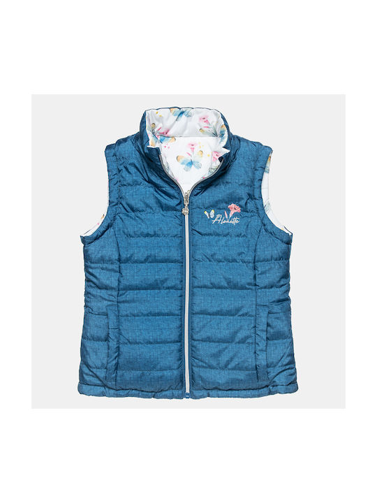 Alouette Kids Quilted Jacket Sleeveless short Double Sided Hooded Blue