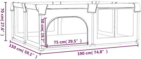 vidaXL Πάρκο με Στρώμα Σκούρο Γκρι 190x150cm