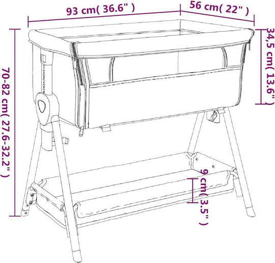 vidaXL Cradle with Mattress Beige Grey