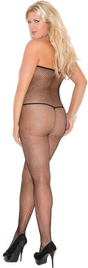 Leg Avenue Seamless Fishnet Halter Bodystocking with Open Bust Sexy Bodystocking Schwarz 3003-4673