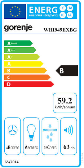 Gorenje WHI949EXBG Kamin-Dunstabzug 90cm Schwarz