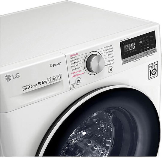 LG Πλυντήριο Ρούχων 10.5kg με Τεχνολογία Ατμού 1400 Στροφών AI DD F4WV510S0E