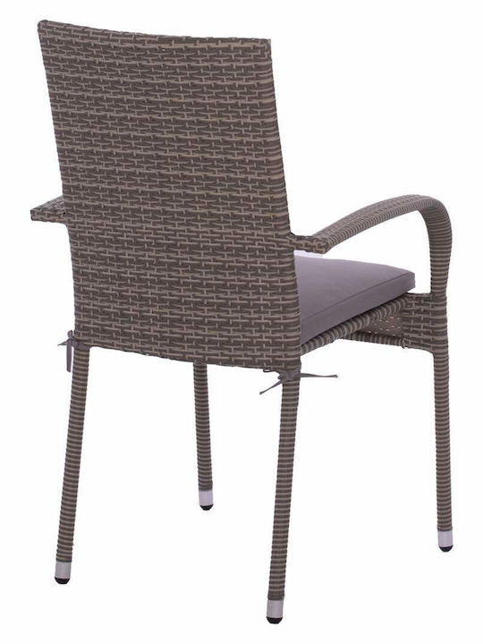 Градински Стол От Ратан Anisha Сив С Възглавница 56x60x94см