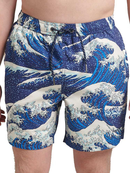 Hawaiian Men's Swimwear Shorts Blue with Patterns