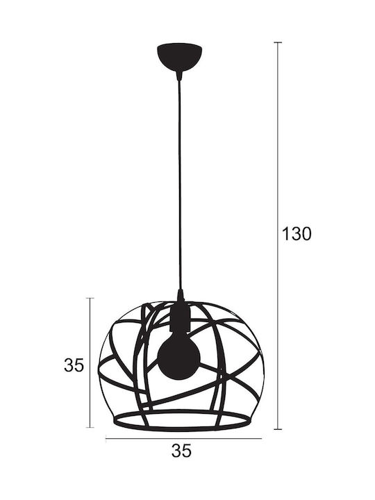 ArkoLight Single Bulb Kids Lighting Pendant Metallic 60W with Drive Size E27 Ροζ 35x31cm