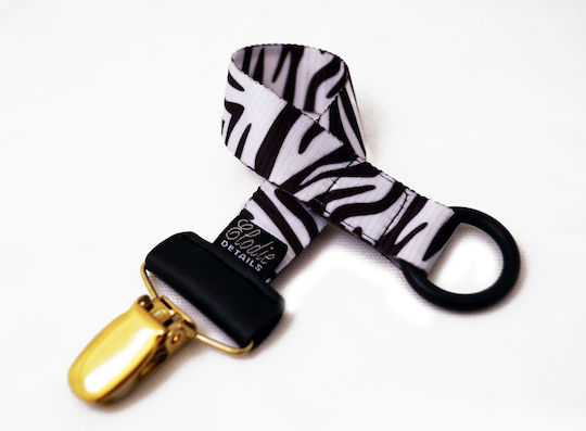 Elodie Details Ribbon Pacifier Zebra Sunshine made of Fabric White-Black