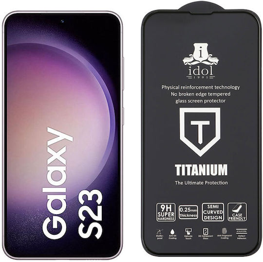 Idol 1991 Titanium Semi Curved 0.25mm Full Glue Full Face Tempered Glass Black (Galaxy S23) 8328596
