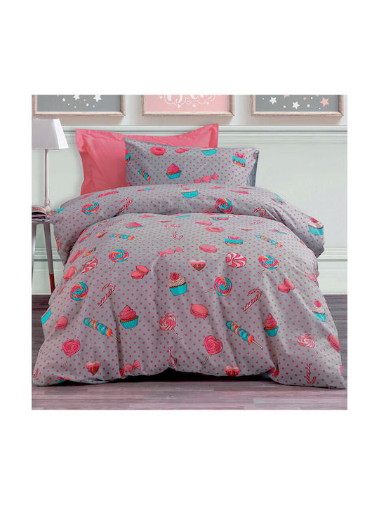 Makis Tselios Home Cupcakes Set Kids Duvet Cover Single with Pillowcase Cotton Purple 160x240cm