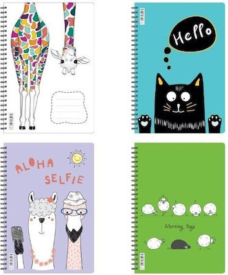 Next Spiral Notebooks Ruled B5 105 Sheets 3 Subjects Funny 6pcs (Μiscellaneous Designs/Colors)