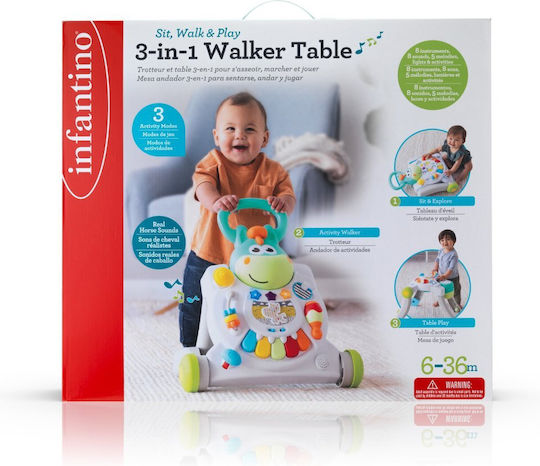 Infantino Walk & Play Pony Animal For 6+ Months With Sounds Multicolour