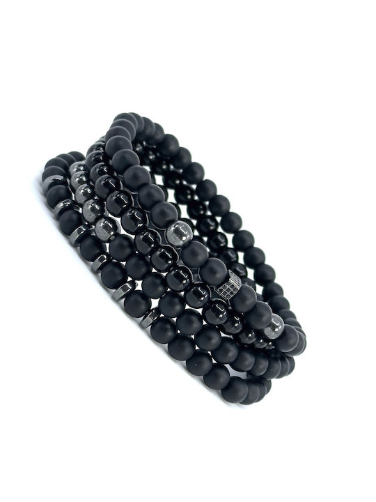 Legend Accessories Bracelet Stainless Steel with Lava Stones 21cm