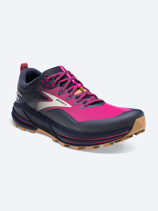 Brooks Cascadia 16 Γυναικεία Αθλητικά Παπούτσια Trail Running Peacoat / Pink / Biscuit