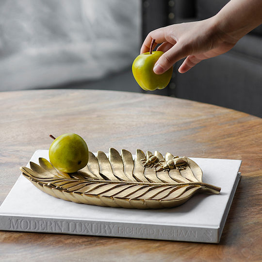 Artekko Leaf Διακοσμητική Πιατέλα Πολυρητίνης Χρυσή 28.5x17x2.5εκ. Artekko Leaf Διακοσμητική Πιατέλα Πολυρητίνης Χρυσή 28.5x17x2.5εκ.
