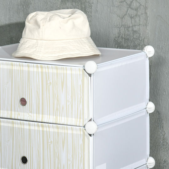 Plastică Suport pentru pantofi cu 6 Rafturi Albă L45xW36.5xH108cm